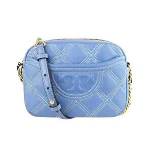 TORY BURCH Fleming Soft Contrast Stitch Camera Crossbody Bag Blue